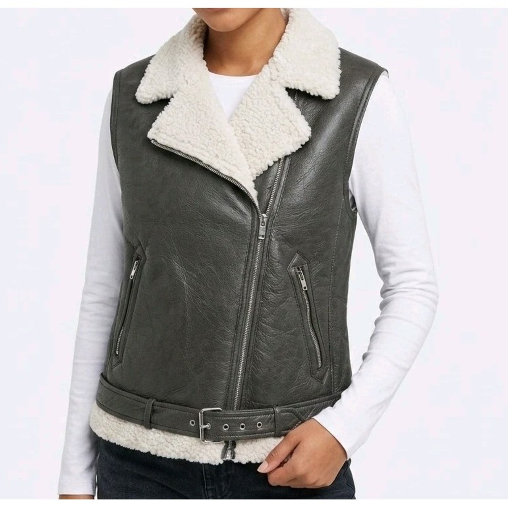 Forever 21 outerwear Vest Dark‎ Gray Tan Women's  Size L
